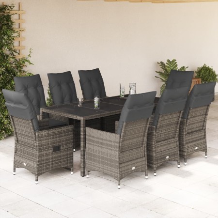 Set comedor jardín 9 pzas y cojines ratán sintético gris by , Garden sets - Ref: Foro24-3276743, Price: 1,00 €, Discount: %