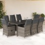 Set comedor jardín 9 pzas y cojines ratán sintético gris by , Garden sets - Ref: Foro24-3276743, Price: 1,00 €, Discount: %