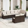 Conjunto de sofá de jardín 8 pcs Marrón Poliratán