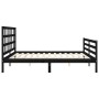 Bed frame with black solid wood headboard 200x200 cm by vidaXL, Beds and slatted bases - Ref: Foro24-3194010, Price: 171,48 €...