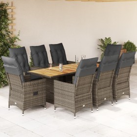 Set comedor jardín 9 pzas y cojines ratán sintético gris von , Gartensets - Ref: Foro24-3276734, Preis: 1,00 €, Rabatt: %