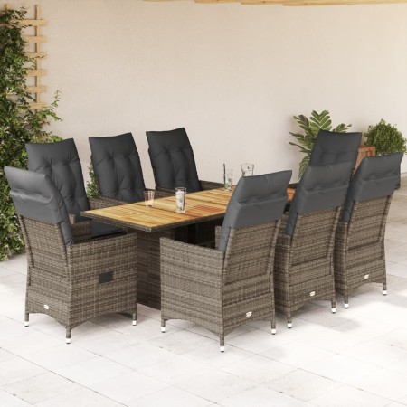 Set comedor jardín 9 pzas y cojines ratán sintético gris de , Conjuntos de jardín - Ref: Foro24-3276734, Precio: 1,00 €