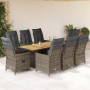 Set comedor jardín 9 pzas y cojines ratán sintético gris von , Gartensets - Ref: Foro24-3276734, Preis: 1,00 €, Rabatt: %