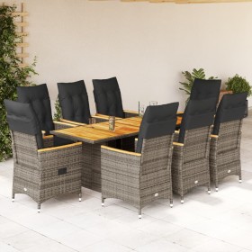 Set comedor jardín 9 pzas y cojines ratán sintético gris de , Conjuntos de jardín - Ref: Foro24-3276853, Precio: 1,00 €