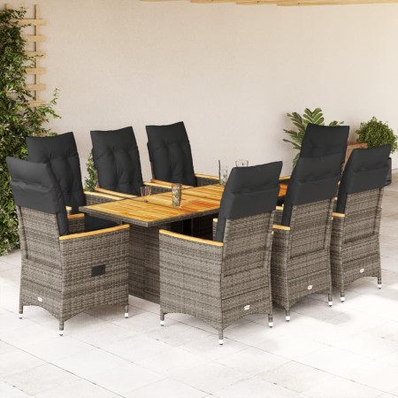 Set comedor jardín 9 pzas y cojines ratán sintético gris de , Conjuntos de jardín - Ref: Foro24-3276853, Precio: 1,00 €