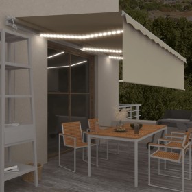 Toldo automático con persiana LED sensor de viento crema 6x3 m de , Toldos - Ref: Foro24-3069372, Precio: 941,90 €, Descuento: %