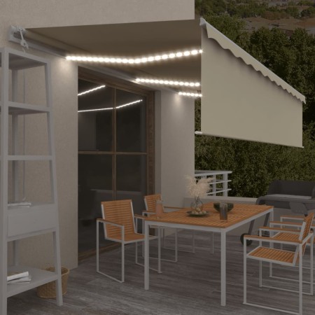 Toldo automático con persiana LED sensor de viento crema 6x3 m de , Toldos - Ref: Foro24-3069372, Precio: 941,90 €, Descuento: %