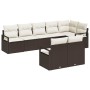 Conjunto de sofá de jardín 8 pcs Marrón Poliratán