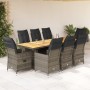 Mesita y sillas jardín 9 piezas y cojines ratán sintético gris von , Gartensets - Ref: Foro24-3277237, Preis: 1,00 €, Rabatt: %