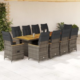 Set de mesa y sillas de jardín 11 pzas y cojines ratán PE gris by , Garden sets - Ref: Foro24-3277254, Price: 1,00 €, Discoun...