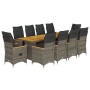 Set de mesa y sillas de jardín 11 pzas y cojines ratán PE gris by , Garden sets - Ref: Foro24-3277254, Price: 1,00 €, Discoun...