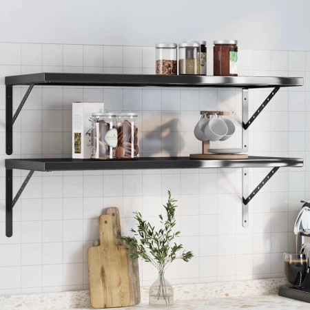 Estantes de pared 2 uds acero inoxidable negro 100x40 cm by , Shelves and shelves - Ref: Foro24-3214511, Price: 80,59 €, Disc...