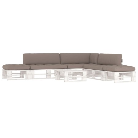 Muebles de palés 6 pzas y cojines madera pino impregnada blanco by , Garden sets - Ref: Foro24-3066861, Price: 648,92 €, Disc...