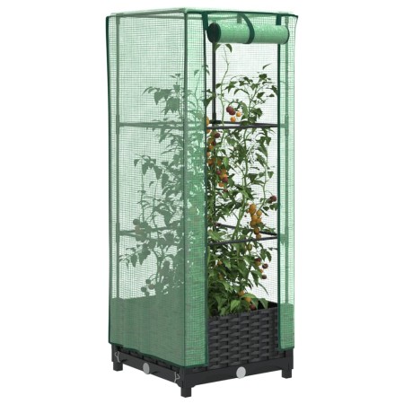 Arriate con cubierta invernadero aspecto ratán 40x40x123 cm by , Pots and planters - Ref: Foro24-4015809, Price: 37,96 €, Dis...