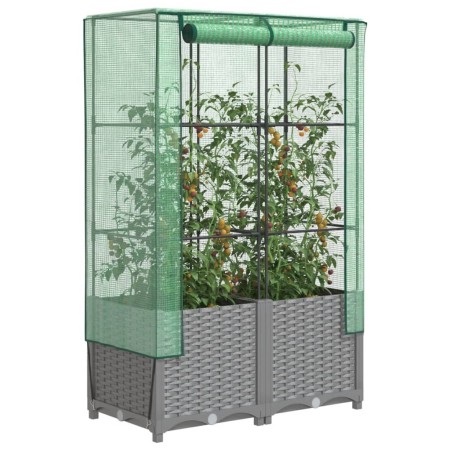 Arriate con cubierta invernadero aspecto ratán 80x40x138 cm by , Pots and planters - Ref: Foro24-4015856, Price: 68,11 €, Dis...