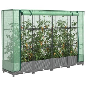 Arriate con cubierta invernadero aspecto ratán 160x40x123 cm de , Maceteros y jardineras - Ref: Foro24-4015854, Precio: 93,79...