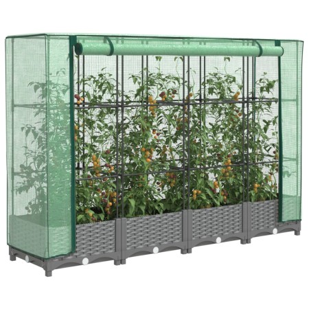 Arriate con cubierta invernadero aspecto ratán 160x40x123 cm de , Maceteros y jardineras - Ref: Foro24-4015854, Precio: 93,79...