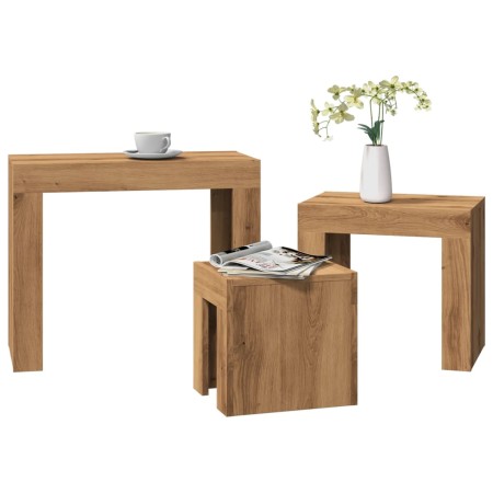 Mesas de centro apilables 3 uds madera ingeniería roble artisan | Foro24.es | Tu tienda online para hogar, jardín y más Foro24.es