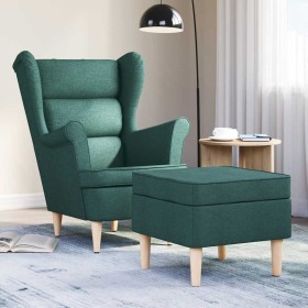 Sillón con reposapiés tela verde oscuro de , Sillones - Ref: Foro24-3307994, Precio: 292,32 €