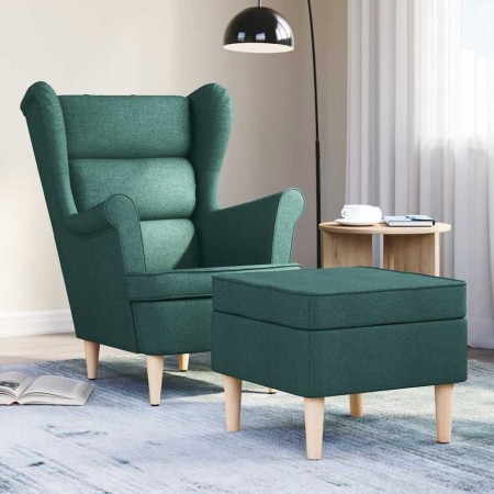 Sillón con reposapiés tela verde oscuro | Foro24.es | Tu tienda online para hogar, jardín y más Foro24.es