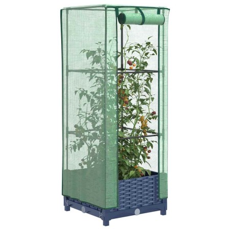 Arriate con cubierta invernadero aspecto ratán 40x40x123 cm | Foro24.es | Tu tienda online para hogar, jardín y más Foro24.es