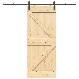 Puerta corredera con herrajes madera maciza de pino 85x210 cm by , Doors - Ref: Foro24-3332611, Price: 180,70 €, Discount: %