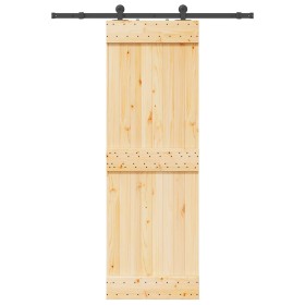 Puerta corredera con herrajes madera maciza de pino 70x210 cm de , Puertas - Ref: Foro24-3332664, Precio: 155,98 €, Descuento: %