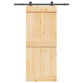 Puerta corredera con herrajes madera maciza de pino 85x210 cm de , Puertas - Ref: Foro24-3332666, Precio: 162,15 €, Descuento: %