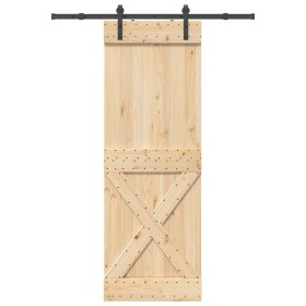 Puerta corredera con herrajes madera maciza de pino 80x210 cm by , Doors - Ref: Foro24-3332749, Price: 175,58 €, Discount: %