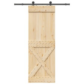 Puerta corredera con herrajes madera maciza de pino 80x210 cm de , Puertas - Ref: Foro24-3332761, Precio: 174,58 €, Descuento: %
