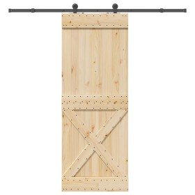 Puerta corredera con herrajes madera maciza de