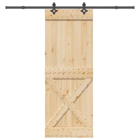 Puerta corredera con herrajes madera maciza de pino 85x210 cm de , Puertas - Ref: Foro24-3332780, Precio: 204,67 €, Descuento: %