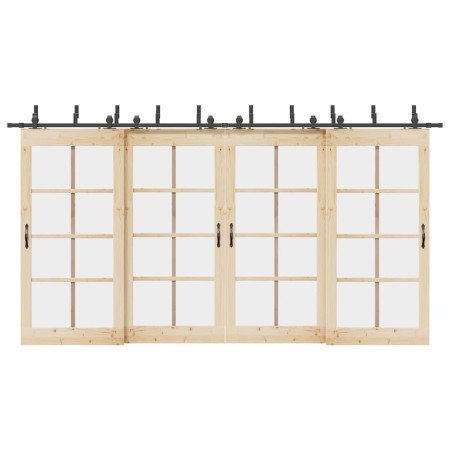 Kit de herrajes para puertas correderas acero negro 427 cm | Foro24.es | Tu tienda online para hogar, jardín y más Foro24.es