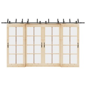 Kit de herrajes para puertas correderas acero negro 400 cm