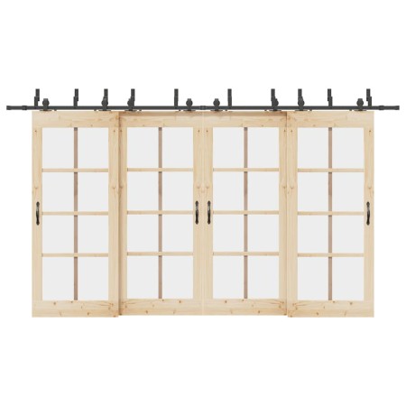 Kit de herrajes para puertas correderas acero negro 400 cm | Foro24.es | Tu tienda online para hogar, jardín y más Foro24.es
