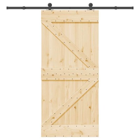 Puerta corredera con herrajes madera maciza de pino 95x210 cm by , Doors - Ref: Foro24-3332624, Price: 212,65 €, Discount: %