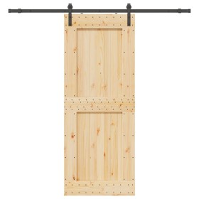 Puerta corredera con herrajes madera maciza de pino 90x210 cm by , Doors - Ref: Foro24-3332709, Price: 202,37 €, Discount: %