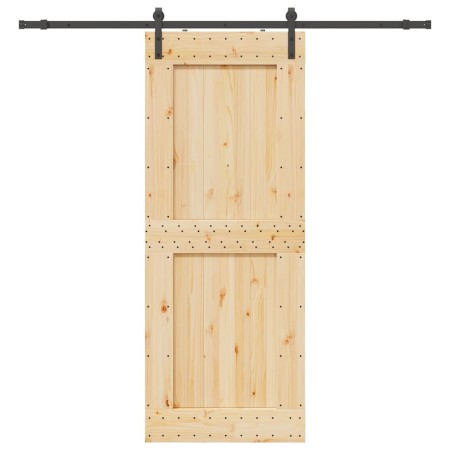 Puerta corredera con herrajes madera maciza de pino 90x210 cm by , Doors - Ref: Foro24-3332709, Price: 202,37 €, Discount: %