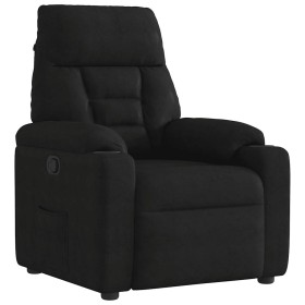 Sillón reclinable tela de microfibra negro