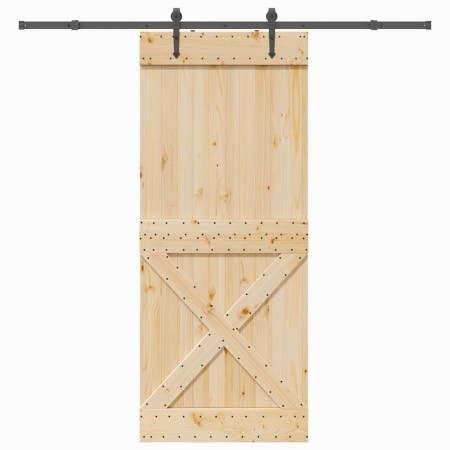 Puerta corredera con herrajes madera maciza de pino 95x210 cm by , Doors - Ref: Foro24-3332794, Price: 221,51 €, Discount: %