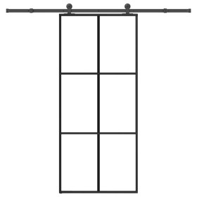 Puerta corredera con set herrajes vidrio ESG aluminio 90x205 cm by , Doors for the home - Ref: Foro24-3332819, Price: 213,00 ...