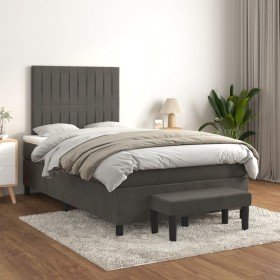 Cama box spring con colchón terciopelo gris oscuro 120x200 cm Cama box spring con colchón terciopelo gris oscuro 120x200 cm