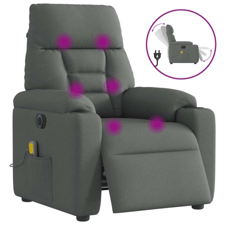 Sillón reclinable de masaje eléctrico tela gris oscuro | Foro24.es | Tu tienda online para hogar, jardín y más Foro24.es