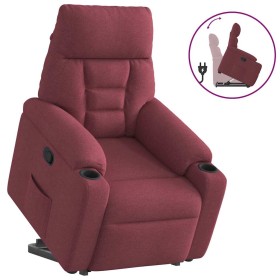 Sillón reclinable elevable tela rojo tinto