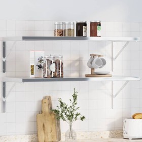 Soportes de estante 4 uds acero inoxidable plata 40x2,5x25 cm by , Shelves and shelves - Ref: Foro24-30300, Price: 27,83 €, D...