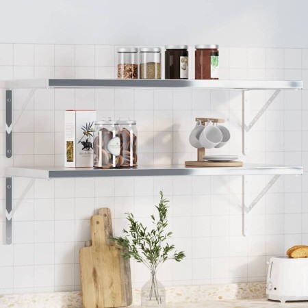 Soportes de estante 4 uds acero inoxidable plata 40x2,5x25 cm by , Shelves and shelves - Ref: Foro24-30300, Price: 27,83 €, D...