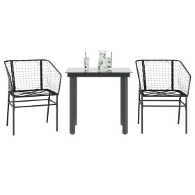 Muebles de jardín 3 piezas ratán sintético vidrio negro by , Garden sets - Ref: Foro24-3334583, Price: 177,85 €, Discount: %