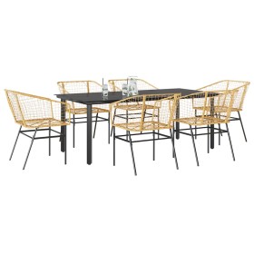 Juego de comedor de jardín 7 pzas ratán PE marrón by , Garden sets - Ref: Foro24-3334595, Price: 447,39 €, Discount: %