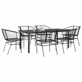 Juego de comedor jardín 7 piezas ratán sintético negro by , Garden sets - Ref: Foro24-3334588, Price: 449,96 €, Discount: %