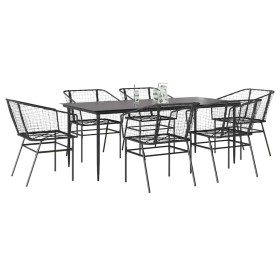 Juego de comedor jardín 7 piezas ratán sintético negro by , Garden sets - Ref: Foro24-3334490, Price: 477,64 €, Discount: %